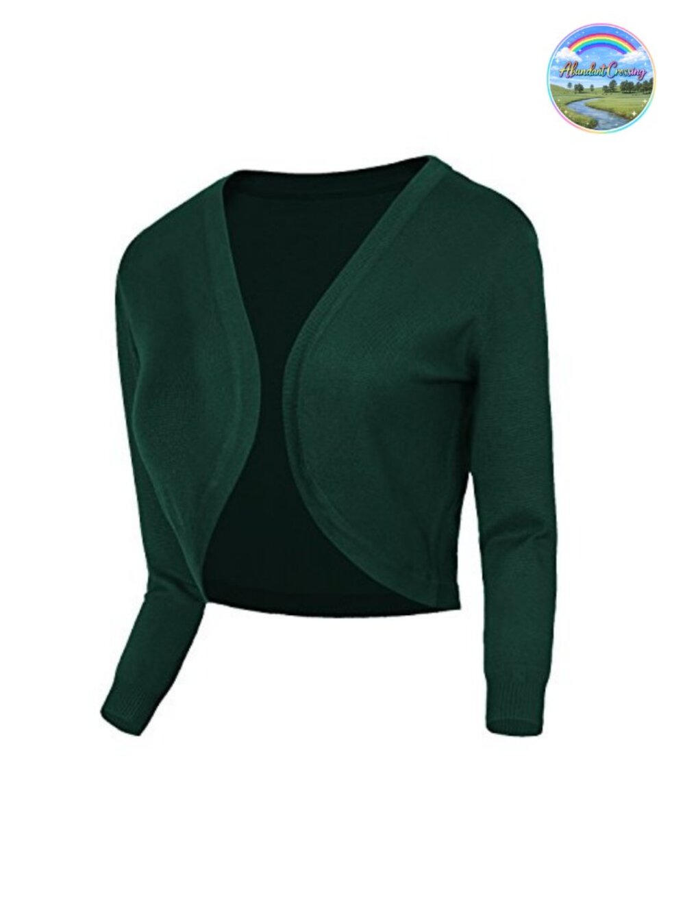 Women's Cropped Cardigan V-Neck Button Down Knitted Sweater 3/4 Sleeve